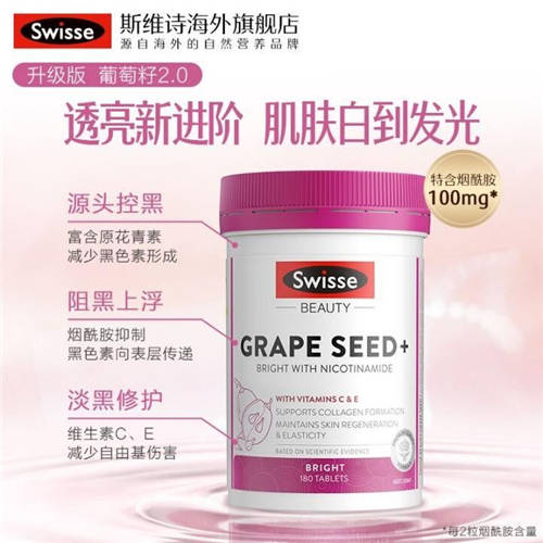 Swisse葡萄籽煙酰胺片配方創(chuàng)新升級，重塑透亮美肌